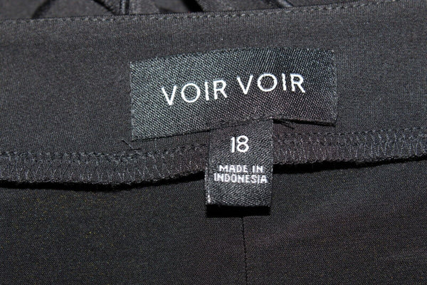 Voir Voir Sz 18 Black Belted Gored Polyester Spandex A Line Slimming Dress