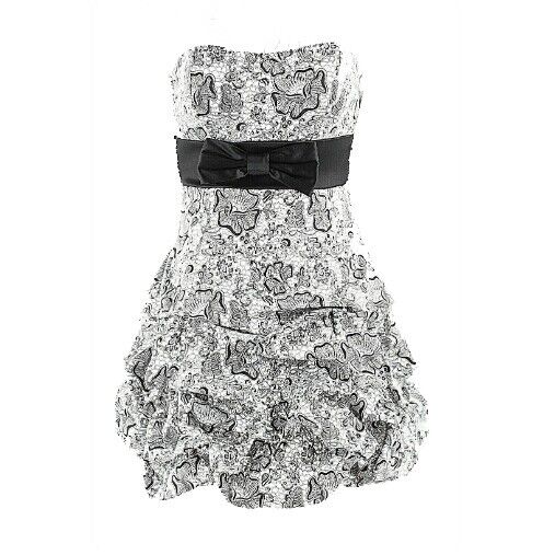 Ruby Rox NEW $69 Sz 7 Black White Poly Cotton Blend Sweetheart Bubble Dress