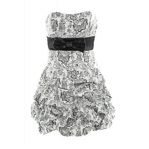 Ruby Rox NEW $69 Sz 7 Black White Poly Cotton Blend Sweetheart Bubble Dress