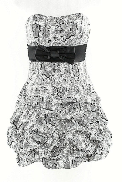 Ruby Rox NEW $69 Sz 7 Black White Poly Cotton Blend Sweetheart Bubble Dress