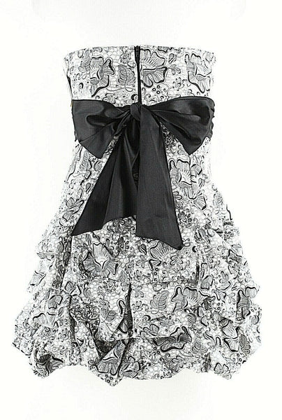 Ruby Rox NEW $69 Sz 7 Black White Poly Cotton Blend Sweetheart Bubble Dress