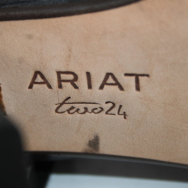 Ariat Sz 10 B Black Leather Upper Rubber Outsole 3.5" Heel Laced Boot