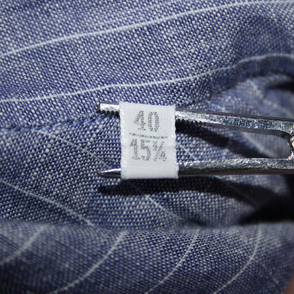 Gugliebninotti Sz 15 3/4 / 40 Blue White Striped Collared 100% Linen AS IS Shirt