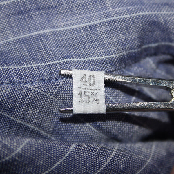 Gugliebninotti Sz 15 3/4 / 40 Blue White Striped Collared 100% Linen AS IS Shirt