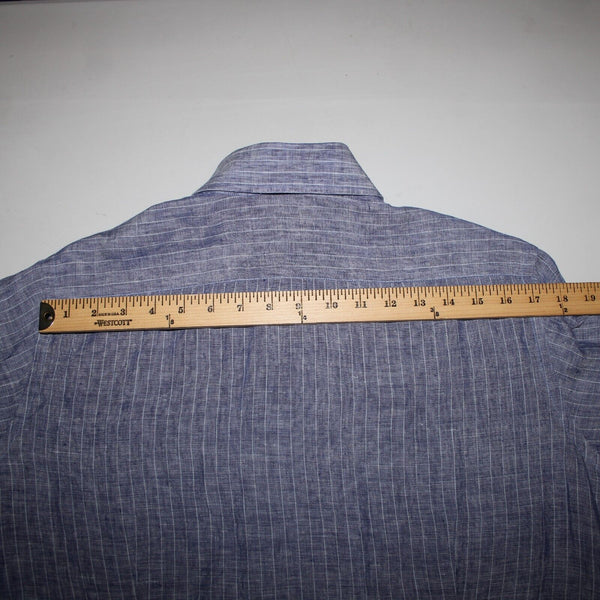 Gugliebninotti Sz 15 3/4 / 40 Blue White Striped Collared 100% Linen AS IS Shirt