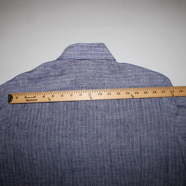 Gugliebninotti Sz 15 3/4 / 40 Blue White Striped Collared 100% Linen AS IS Shirt