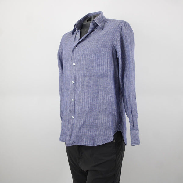 Gugliebninotti Sz 15 3/4 / 40 Blue White Striped Collared 100% Linen AS IS Shirt