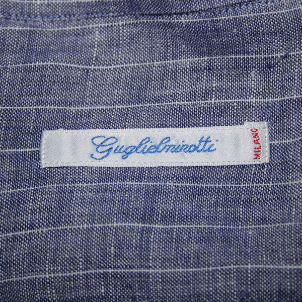 Gugliebninotti Sz 15 3/4 / 40 Blue White Striped Collared 100% Linen AS IS Shirt