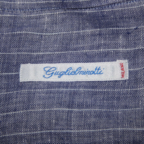 Gugliebninotti Sz 15 3/4 / 40 Blue White Striped Collared 100% Linen AS IS Shirt