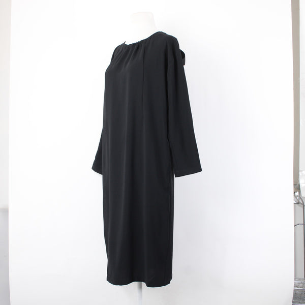 Chicos Dress NEW Sz 0 Black Crepe Pockets Polyester Midi Dress