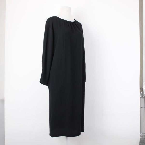 Chicos Dress NEW Sz 0 Black Crepe Pockets Polyester Midi Dress