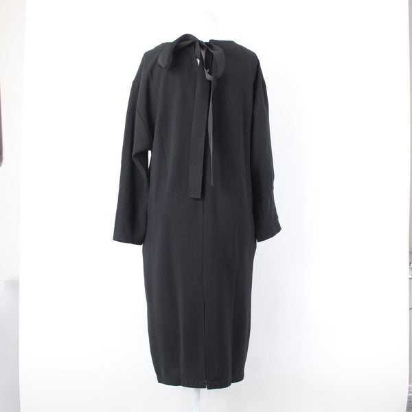 Chicos Dress NEW Sz 0 Black Crepe Pockets Polyester Midi Dress