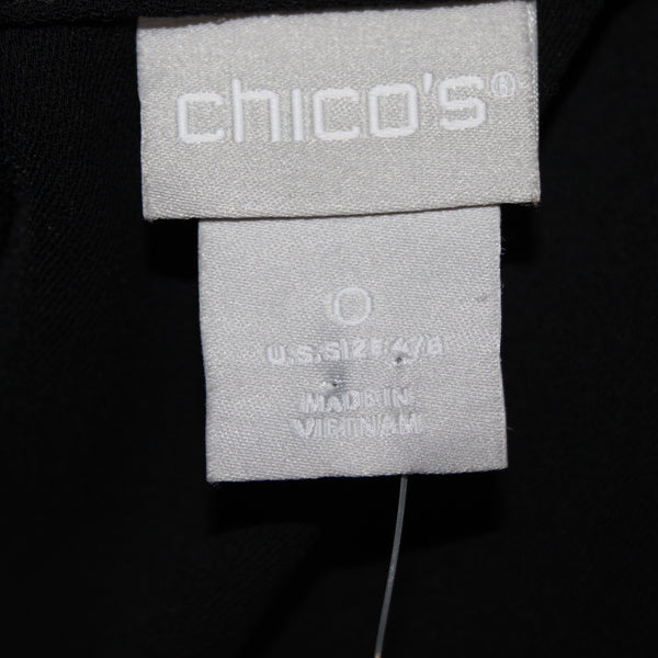 Chicos Dress NEW Sz 0 Black Crepe Pockets Polyester Midi Dress