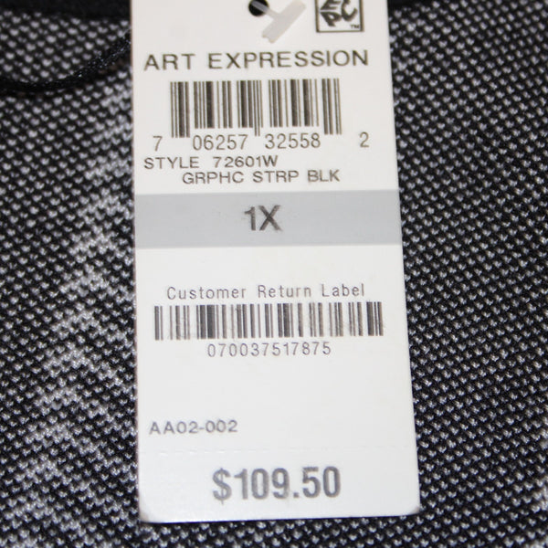 Alfani NEW $109 Art Expression Sz 1X Graphic Stripe Black White Mix Blend Jacket