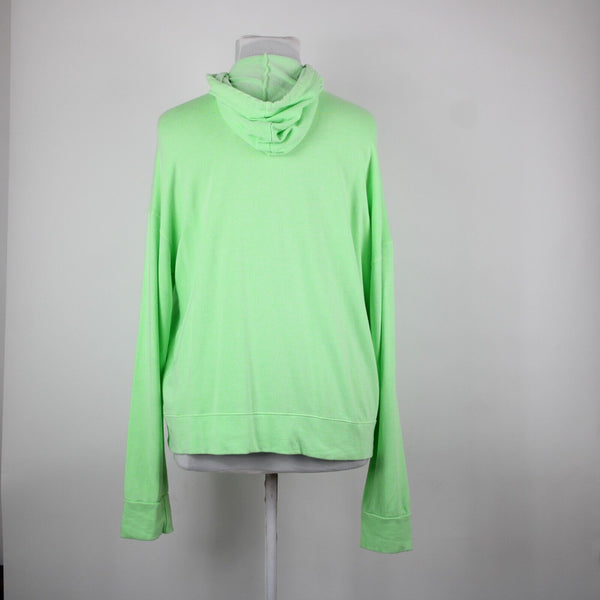 Sundry NEW $110 Sz 4 Neon Lime Green Neon Hooded Rayon Cotton Basic Sweater Top