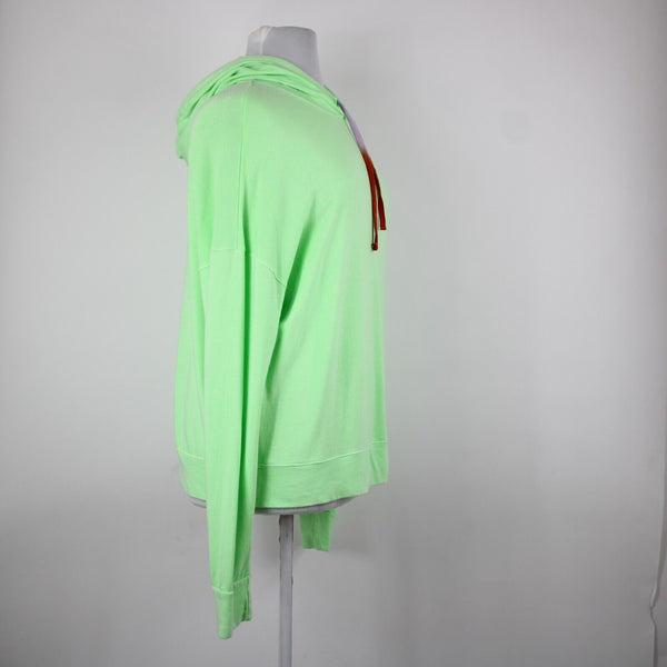 Sundry NEW $110 Sz 4 Neon Lime Green Neon Hooded Rayon Cotton Basic Sweater Top