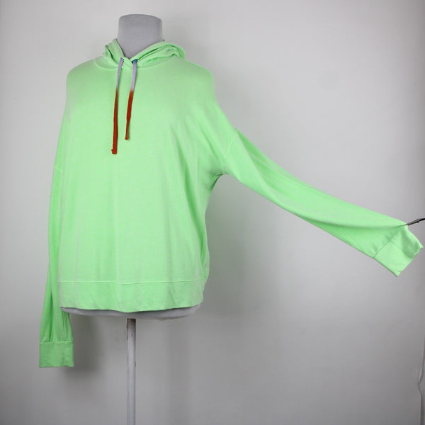 Sundry NEW $110 Sz 4 Neon Lime Green Neon Hooded Rayon Cotton Basic Sweater Top