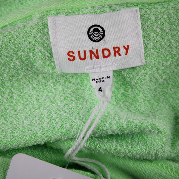 Sundry NEW $110 Sz 4 Neon Lime Green Neon Hooded Rayon Cotton Basic Sweater Top