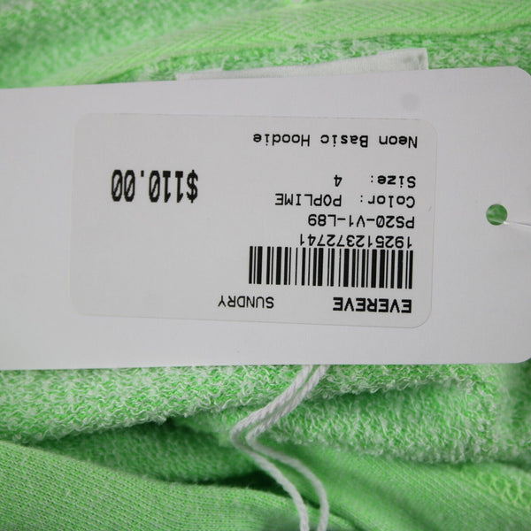 Sundry NEW $110 Sz 4 Neon Lime Green Neon Hooded Rayon Cotton Basic Sweater Top