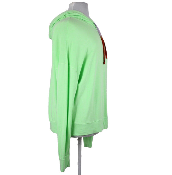 Sundry NEW $110 Sz 4 Neon Lime Green Neon Hooded Rayon Cotton Basic Sweater Top