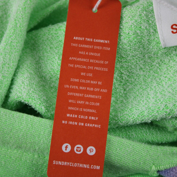 Sundry NEW $110 Sz 4 Neon Lime Green Neon Hooded Rayon Cotton Basic Sweater Top