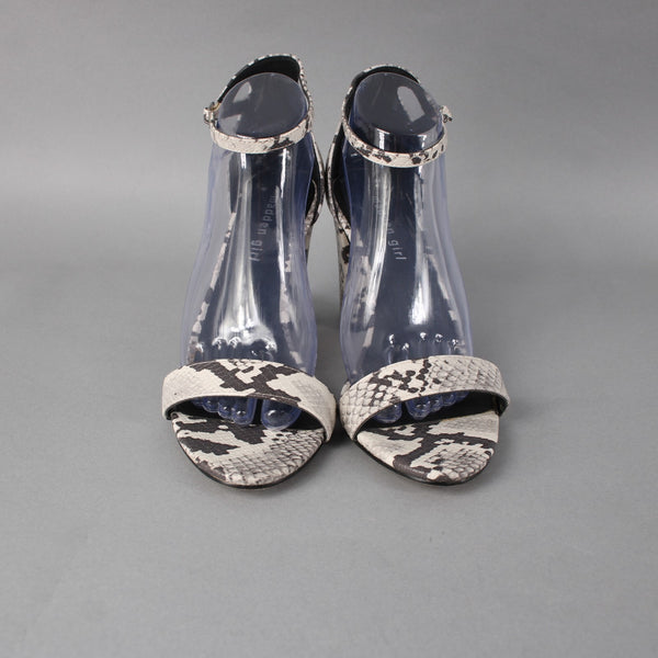 Madden Girl Heels Beella Sz 10 Gray Cream Reptile Print Block Pu Upper 3" Heels