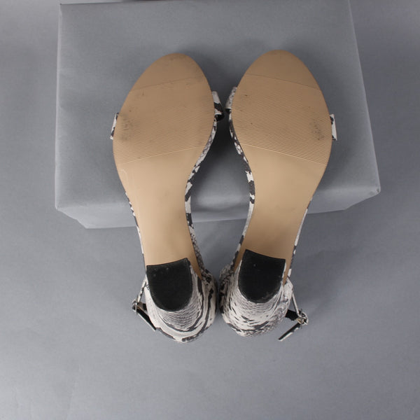 Madden Girl Heels Beella Sz 10 Gray Cream Reptile Print Block Pu Upper 3" Heels