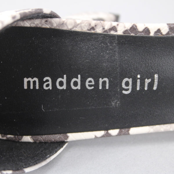 Madden Girl Heels Beella Sz 10 Gray Cream Reptile Print Block Pu Upper 3" Heels