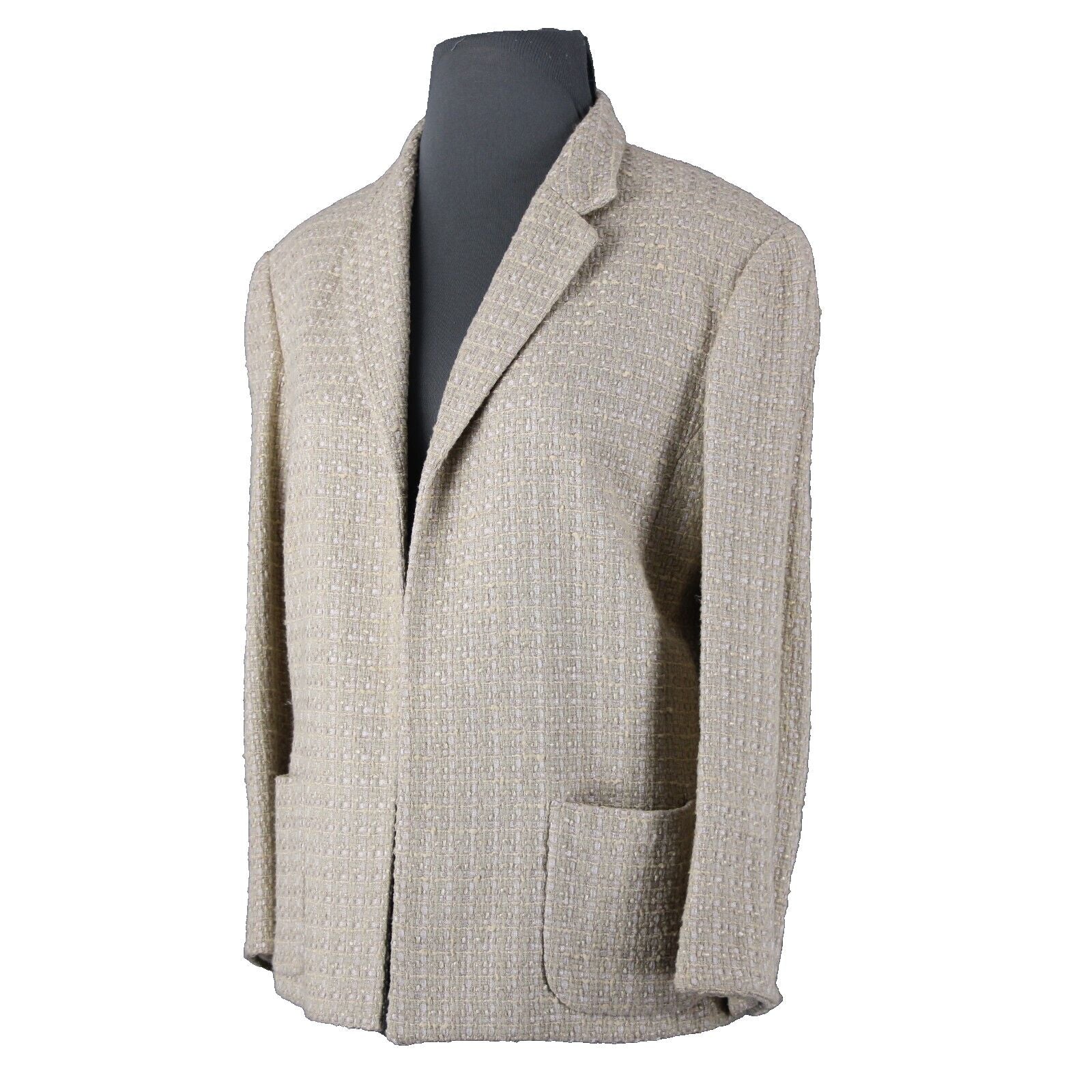 Jones New York Signature Sz 12 Tan Collared Pockets Cotton Nylon Classic Blazer