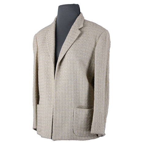 Jones New York Signature Sz 12 Tan Collared Pockets Cotton Nylon Classic Blazer