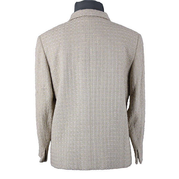 Jones New York Signature Sz 12 Tan Collared Pockets Cotton Nylon Classic Blazer