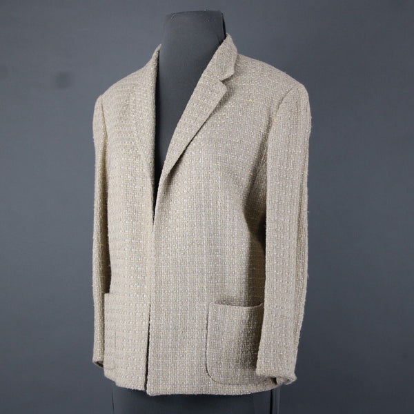 Jones New York Signature Sz 12 Tan Collared Pockets Cotton Nylon Classic Blazer