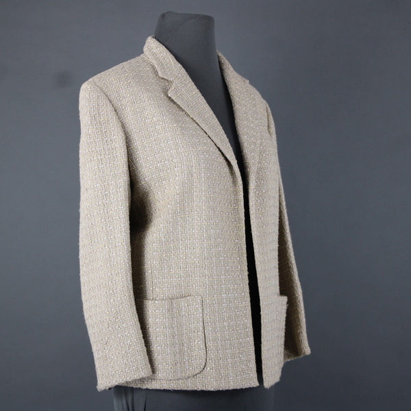 Jones New York Signature Sz 12 Tan Collared Pockets Cotton Nylon Classic Blazer