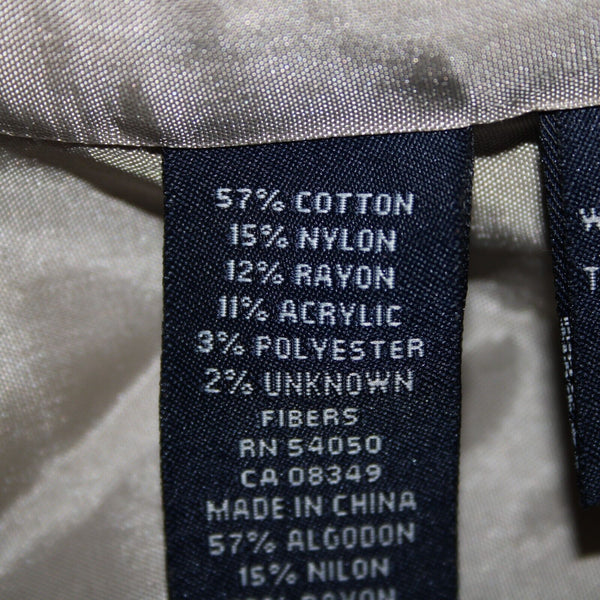 Jones New York Signature Sz 12 Tan Collared Pockets Cotton Nylon Classic Blazer