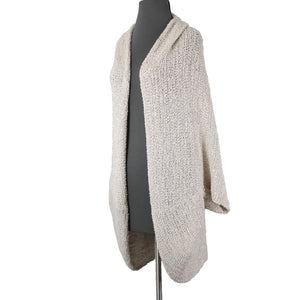 Chico's Black Label NEW $149 Sz S/M Natural Tan Silver Sequin Cocoon Cotton Wrap