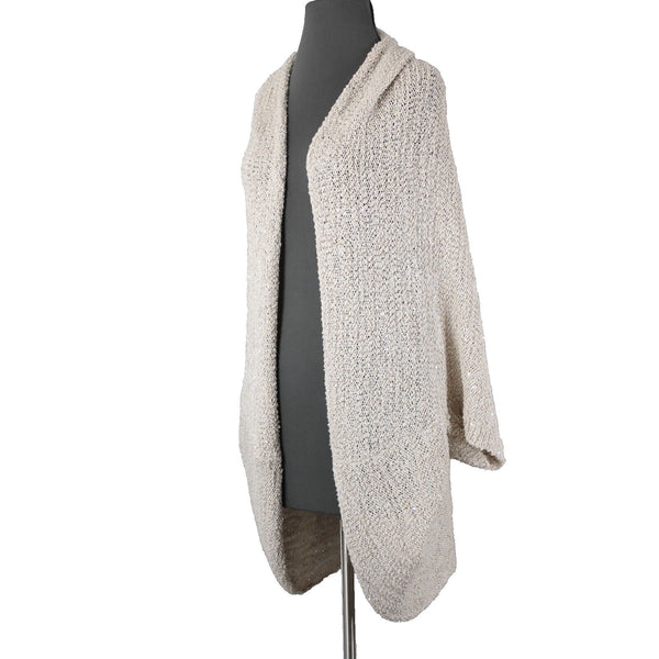 Chico's Black Label NEW $149 Sz S/M Natural Tan Silver Sequin Cocoon Cotton Wrap