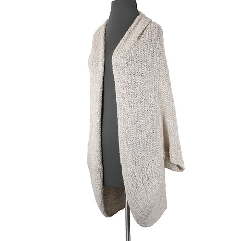 Chico's Black Label NEW $149 Sz S/M Natural Tan Silver Sequin Cocoon Cotton Wrap