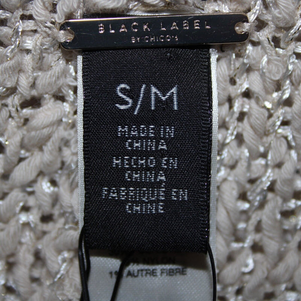 Chico's Black Label NEW $149 Sz S/M Natural Tan Silver Sequin Cocoon Cotton Wrap