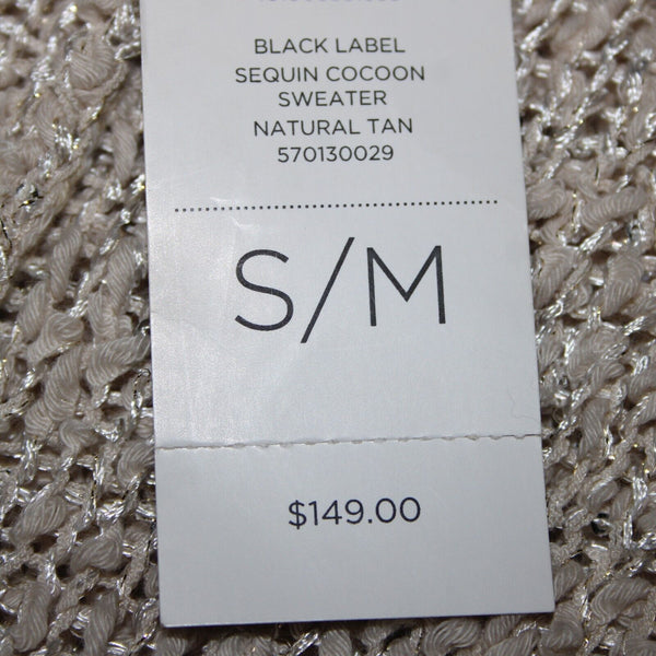 Chico's Black Label NEW $149 Sz S/M Natural Tan Silver Sequin Cocoon Cotton Wrap