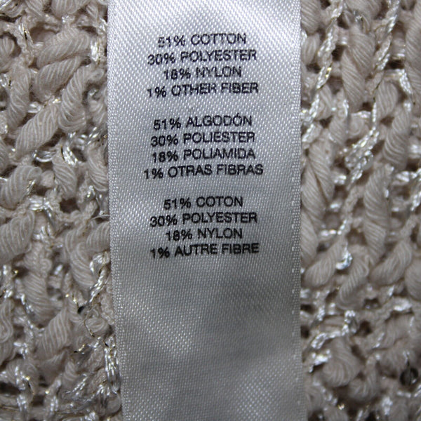 Chico's Black Label NEW $149 Sz S/M Natural Tan Silver Sequin Cocoon Cotton Wrap