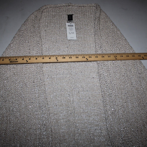Chico's Black Label NEW $149 Sz S/M Natural Tan Silver Sequin Cocoon Cotton Wrap