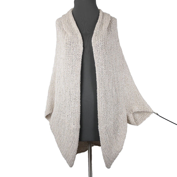 Chico's Black Label NEW $149 Sz S/M Natural Tan Silver Sequin Cocoon Cotton Wrap