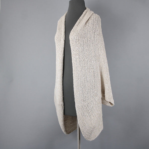 Chico's Black Label NEW $149 Sz S/M Natural Tan Silver Sequin Cocoon Cotton Wrap