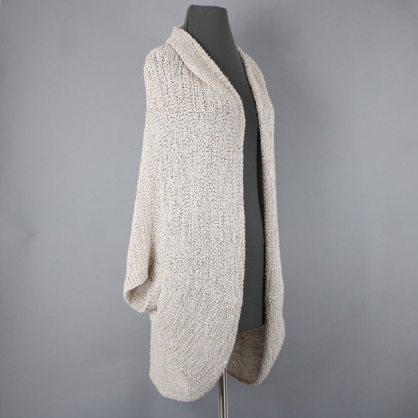 Chico's Black Label NEW $149 Sz S/M Natural Tan Silver Sequin Cocoon Cotton Wrap