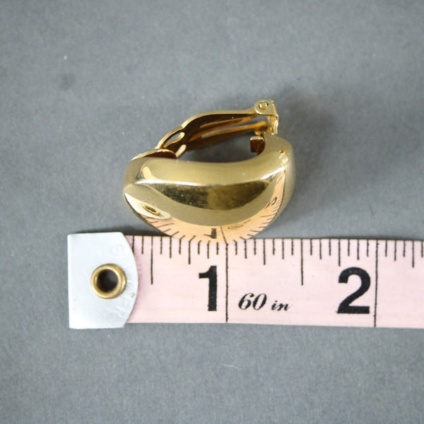 St John Goldtone Hoop 1.25" Huggie Clip On Earrings