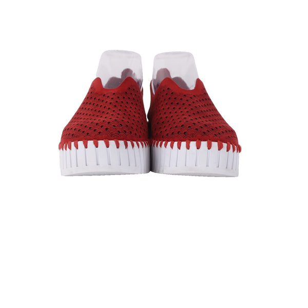 Ilse Jacobsen Sneakers Tulip Sz 37 Red White Laser Cut Recycled Mircrofiber 1"