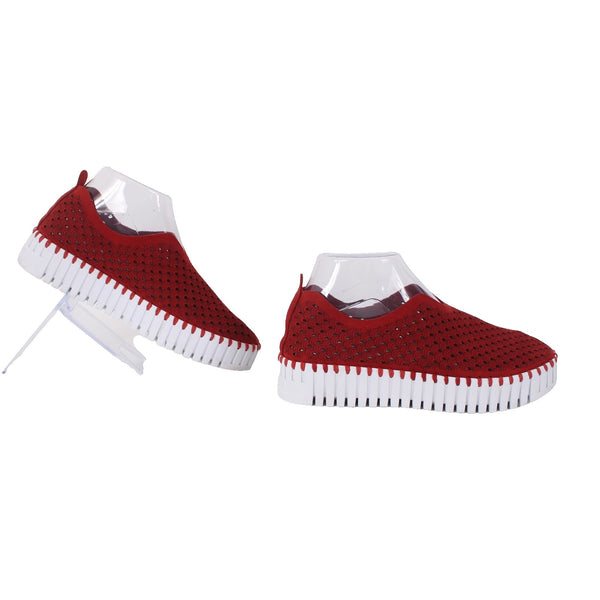 Ilse Jacobsen Sneakers Tulip Sz 37 Red White Laser Cut Recycled Mircrofiber 1"