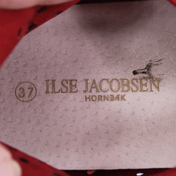 Ilse Jacobsen Sneakers Tulip Sz 37 Red White Laser Cut Recycled Mircrofiber 1"