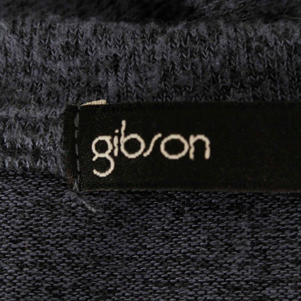 Gibson Sz M Navy Black Ruffle 3/4 Sleeve Rayon Polyester Top