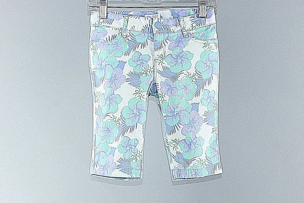1989 Place NEW Sz 6 x 8.5 White Purple Green Multi Cotton Spandex Girls Capri